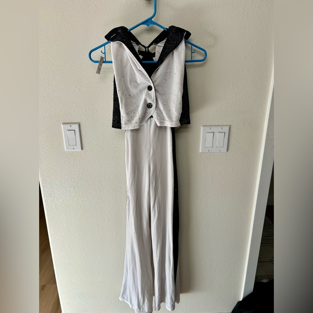Black and White Velvet Dance Costume